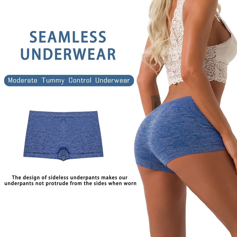 DEEP TOUCH Womenâ€™s Boyshort Underwear Seamless Panties Stretch Boxer Panty Breathable No Show Boxer Briefs 5 Pack - Image 5